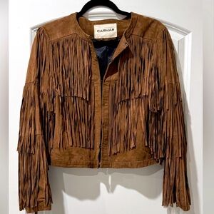 Carmar Brown Suede Fringe Jacket - size M